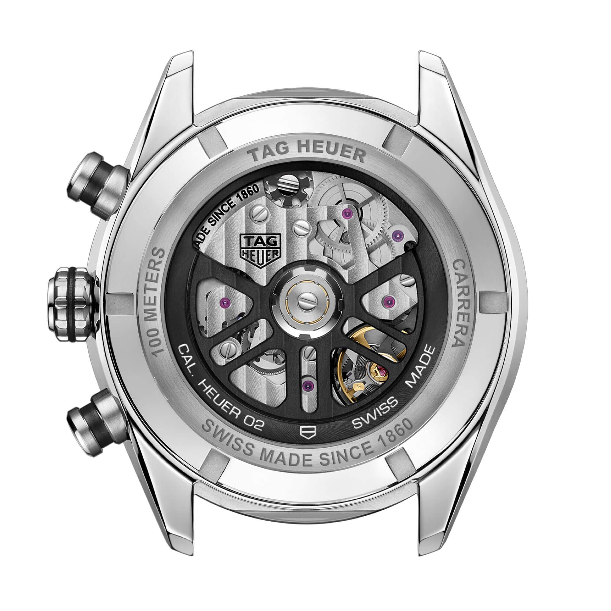 TAG Heuer Carrera Chronograph Watch Blue Dial Brown Leather Strap, 44mm