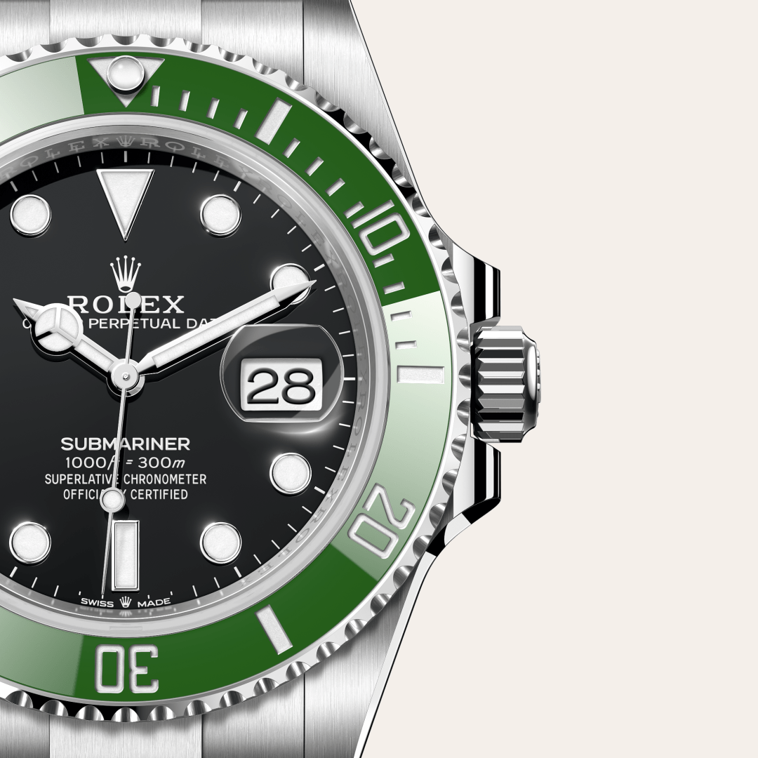 rolex submariner in oystersteel, m126610lv-0002 - watch dial - ben bridge