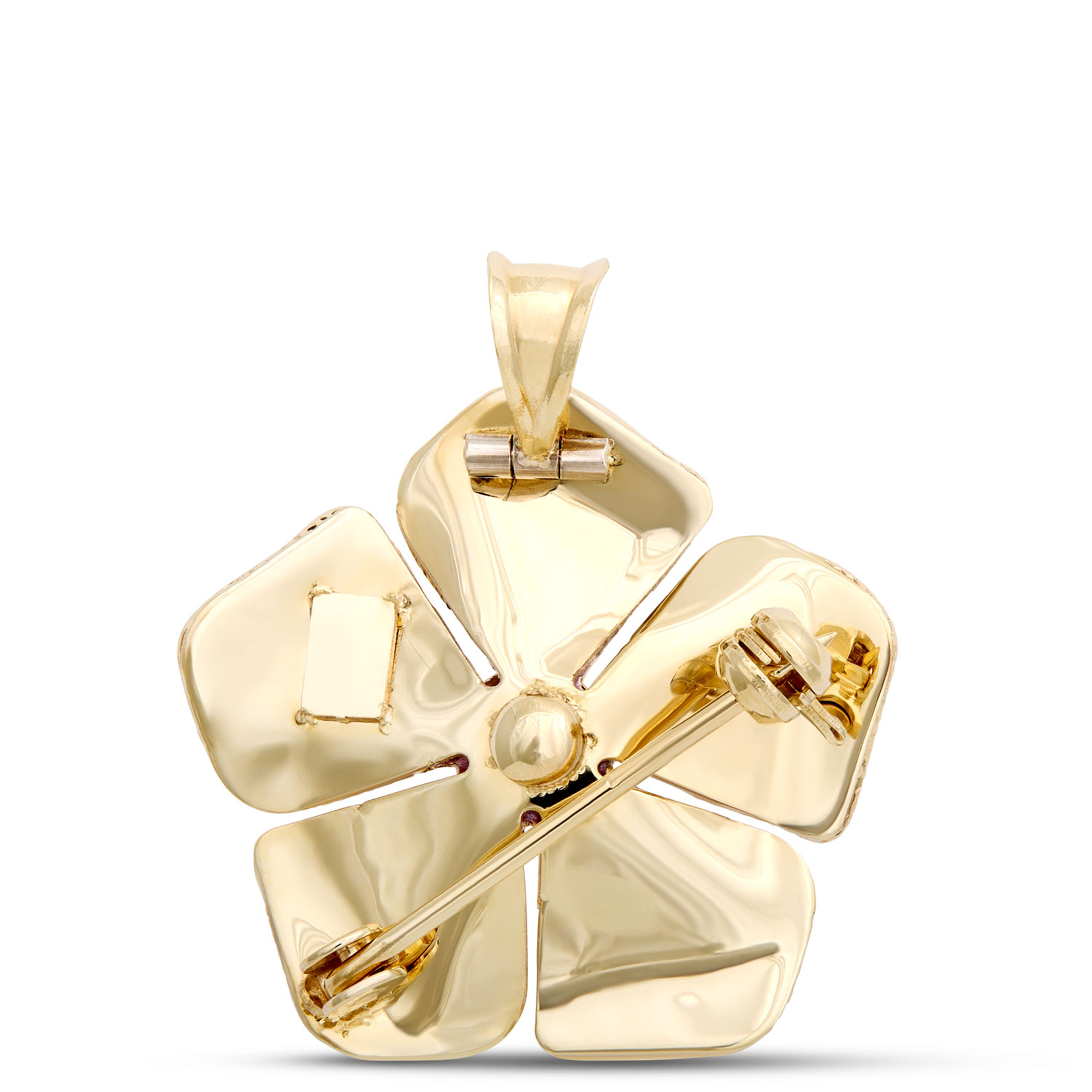 Toscano Floral Enamel Brooch, 14K Yellow Gold