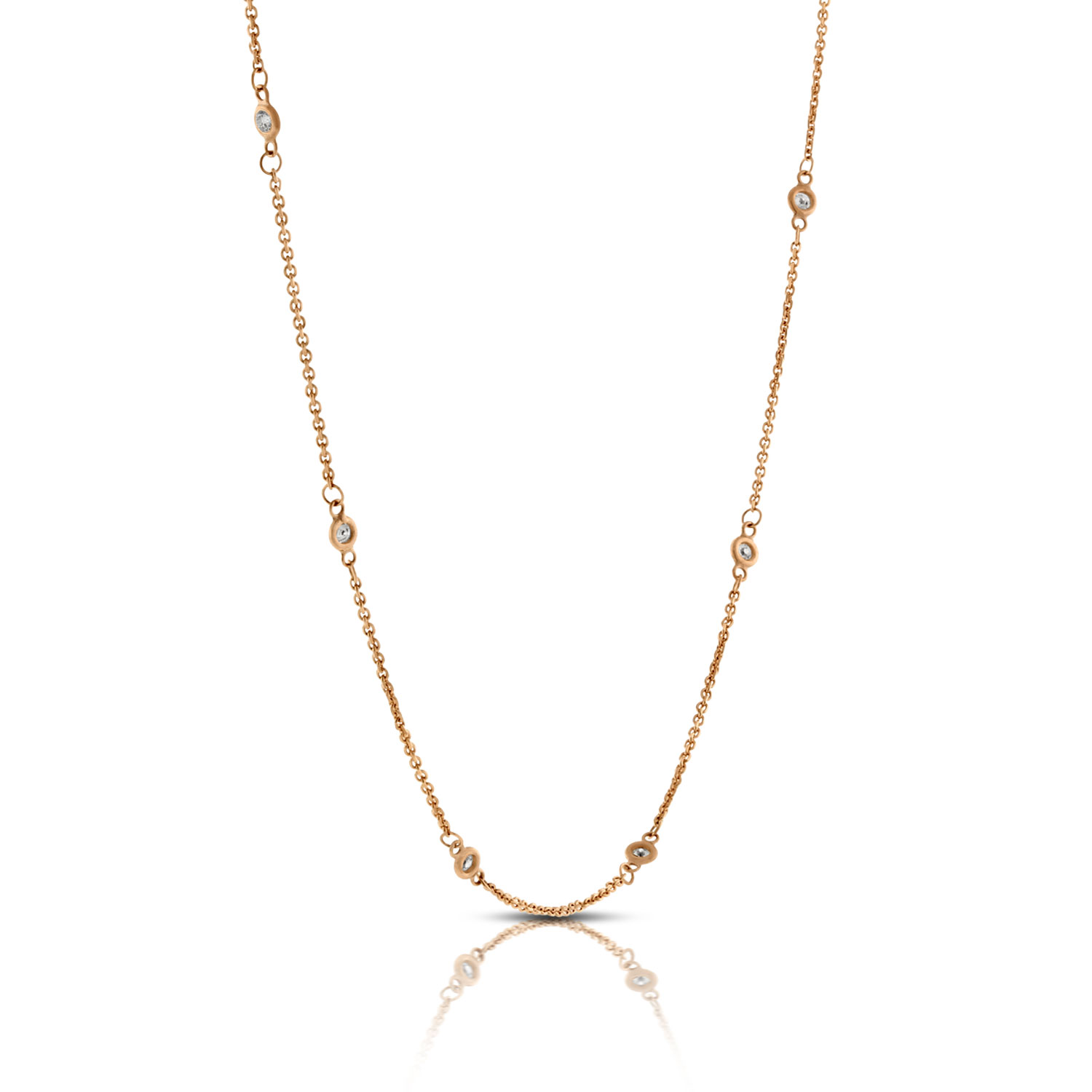 Rose Gold Diamond Station Necklace 14K, 1/3 ctw.