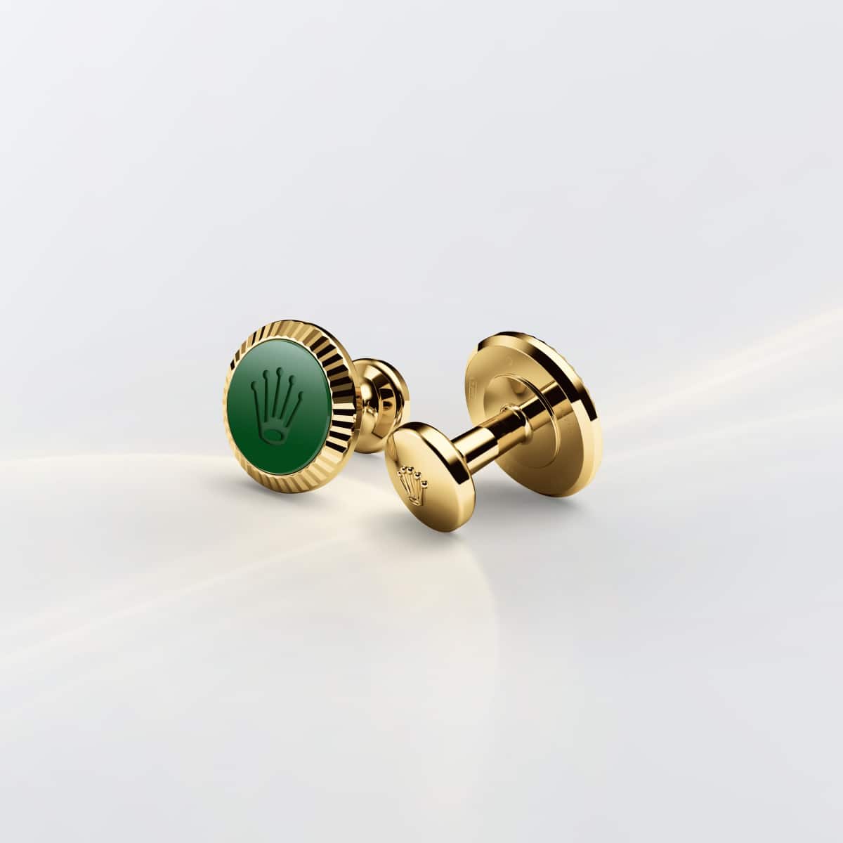 Rolex Fluted cufflinks, 18 kt yellow gold, A1038