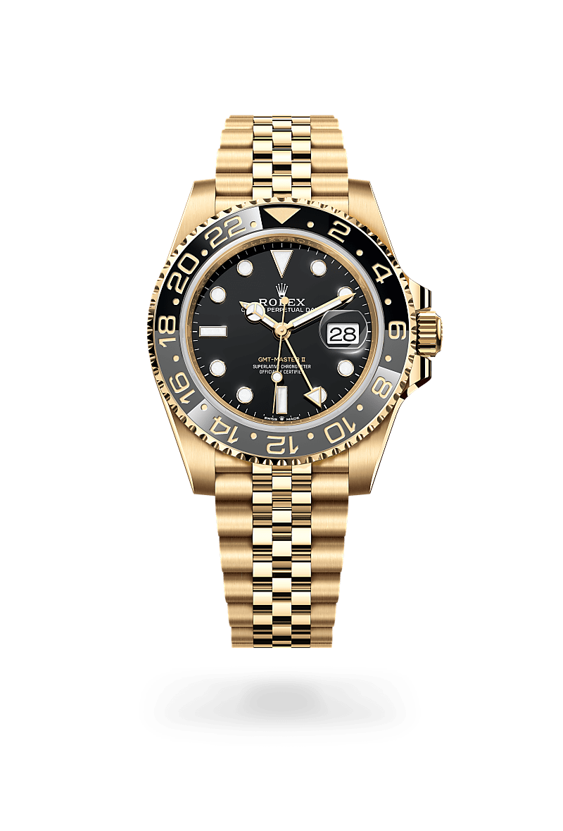 rolex gmt-master ii in 18 ct yellow gold, m126718grnr-0001 - ben bridge