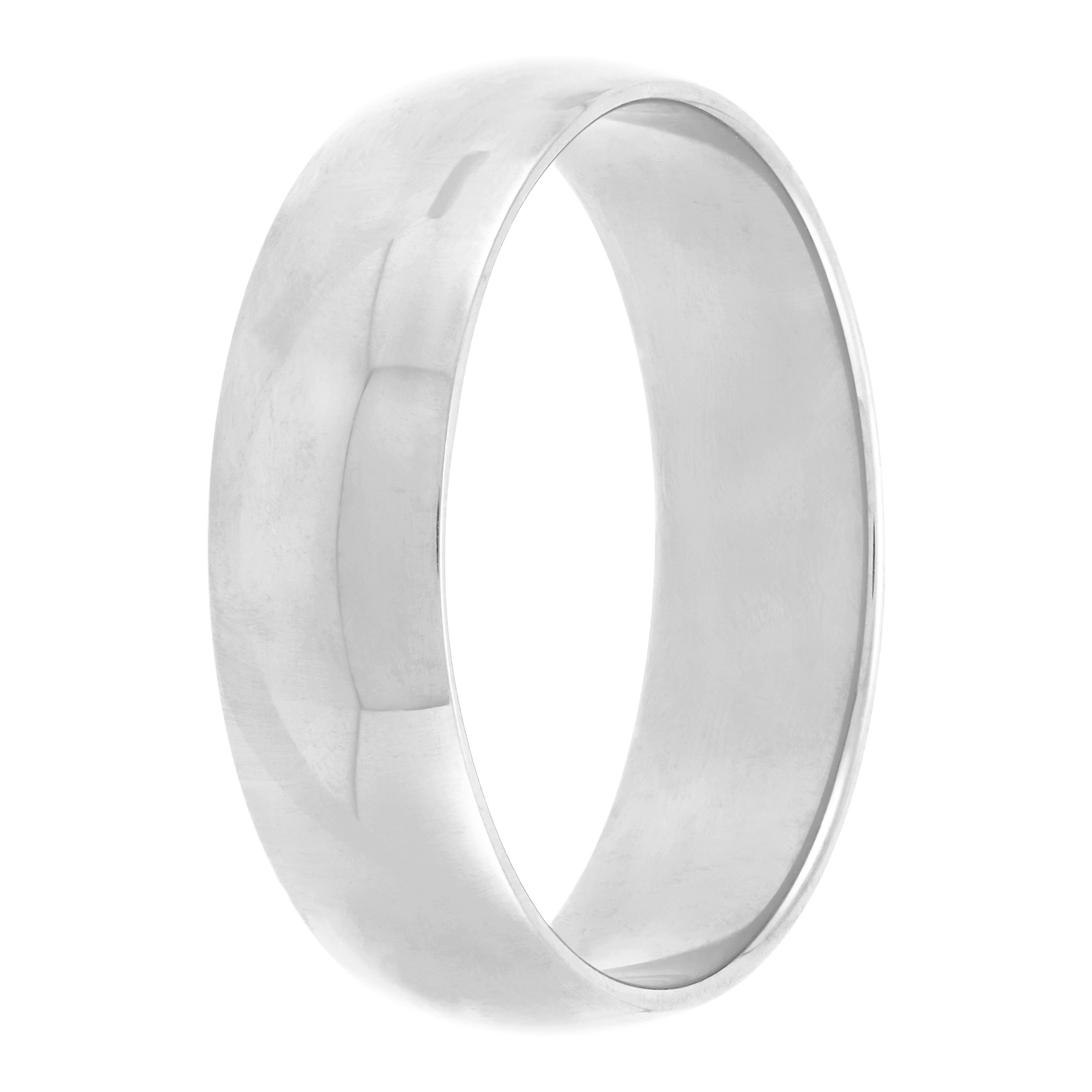 White Gold Polished Rounded 6mm Band 18K