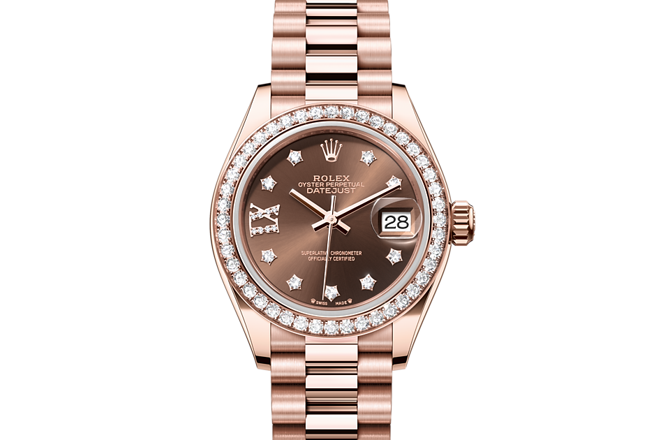Rolex Lady-Datejust Oyster, 28 mm, Everose gold and diamonds - M279135RBR-0001 at Ben Bridge