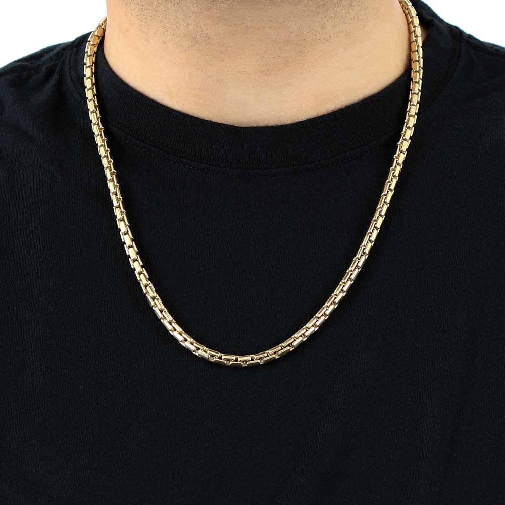 Toscano 24-Inch Round Brick Chain, 14K Yellow Gold