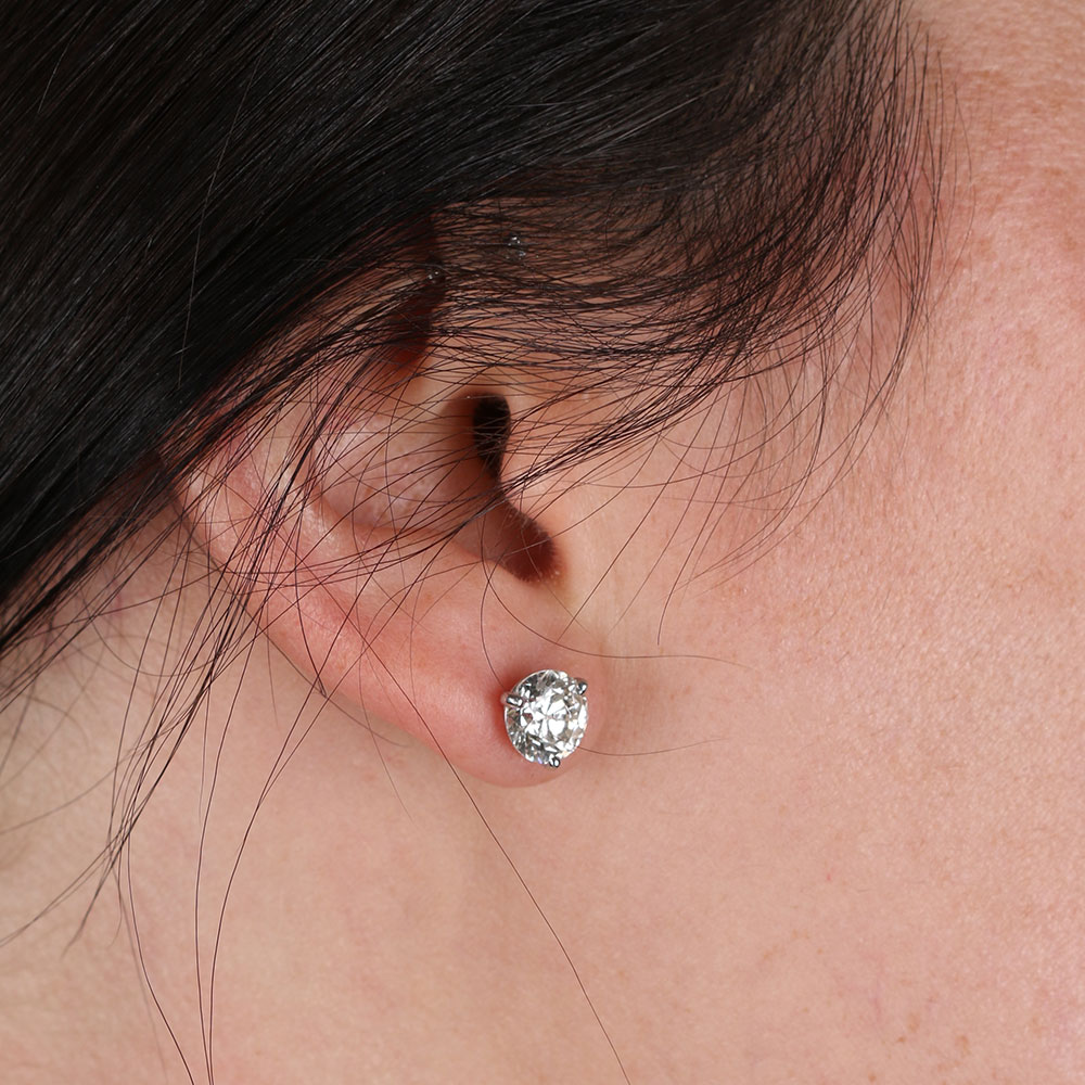Classic Round Diamond Studs, 1 Carat Total Weight, in 14K White Gold