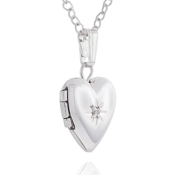 Baby Heart Diamond Locket in Sterling Silver