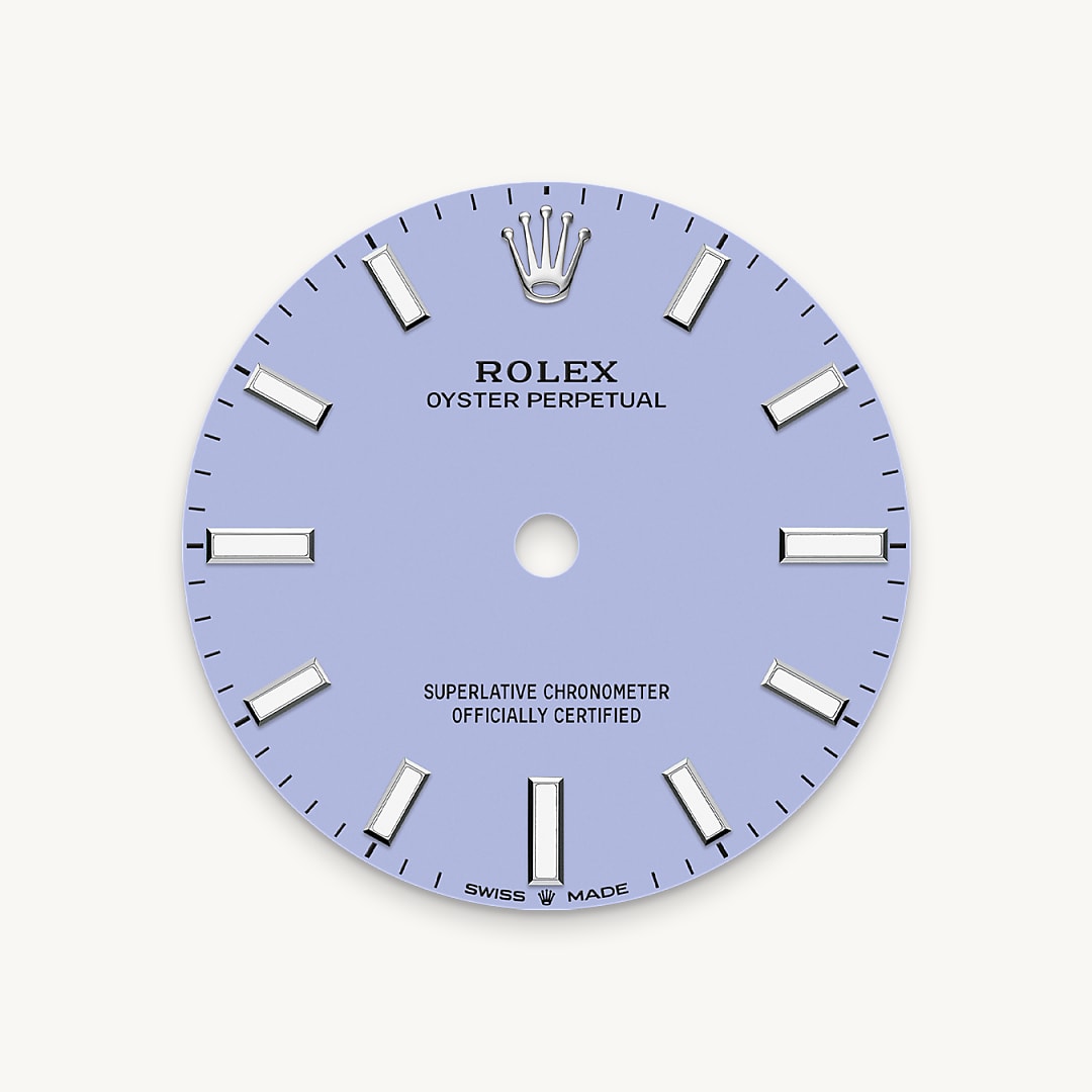rolex oyster perpetual in oystersteel, m277200-0014 - lavender dial - ben bridge
