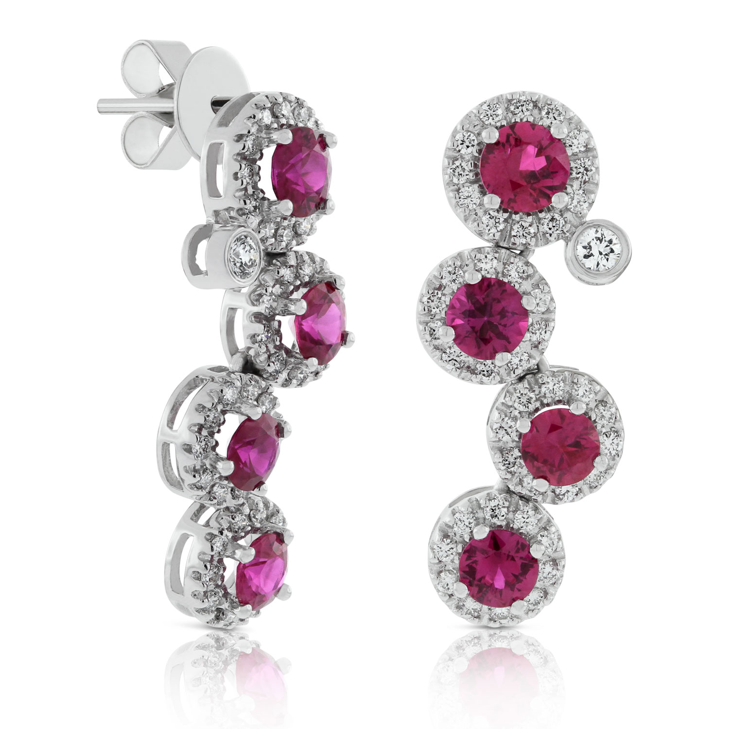 Round Ruby & Diamond Cascade Earrings 14K | Ben Bridge Jeweler