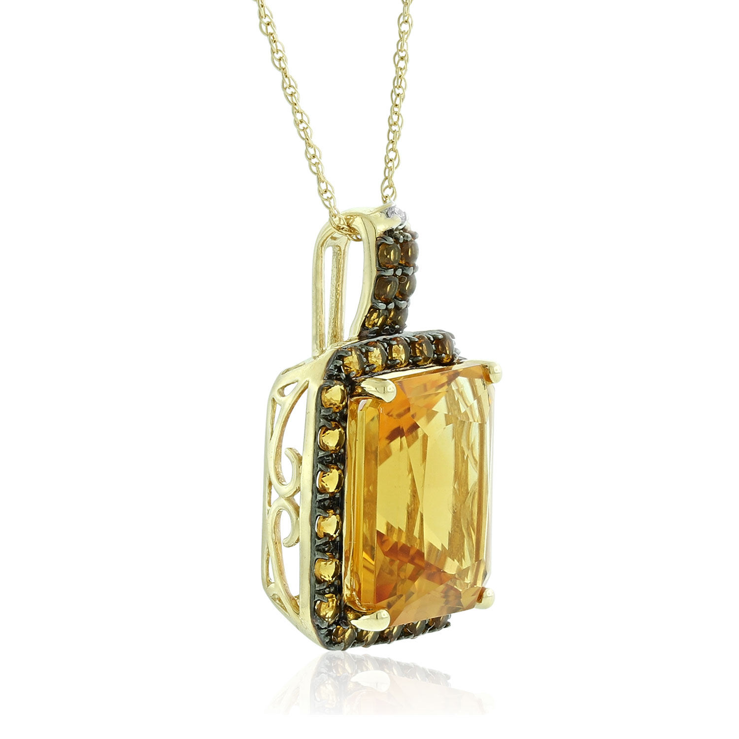Emerald Cut Citrine \u0026 Diamond Necklace 