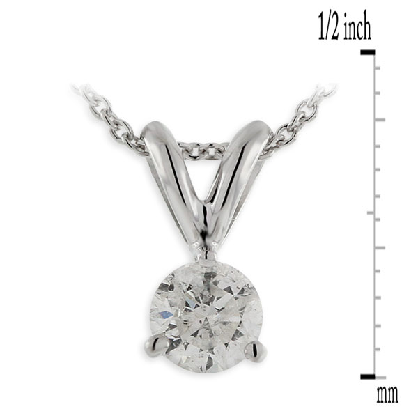 Classic Round Diamond Pendant, ⅓ Carat Total Weight, 14K White Gold