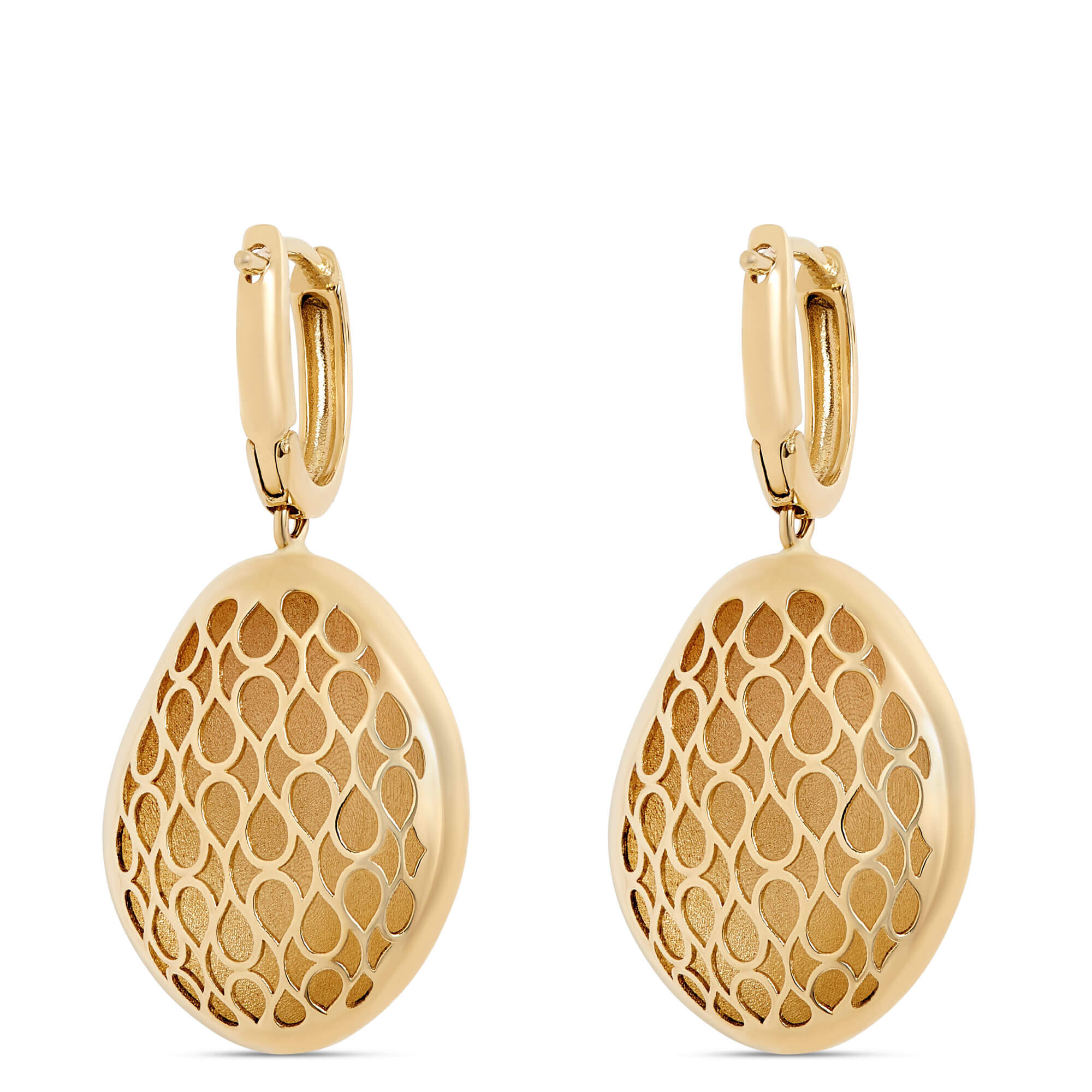 Toscano Large Pebble on Hoop Earrings, 14K Yellow Gold