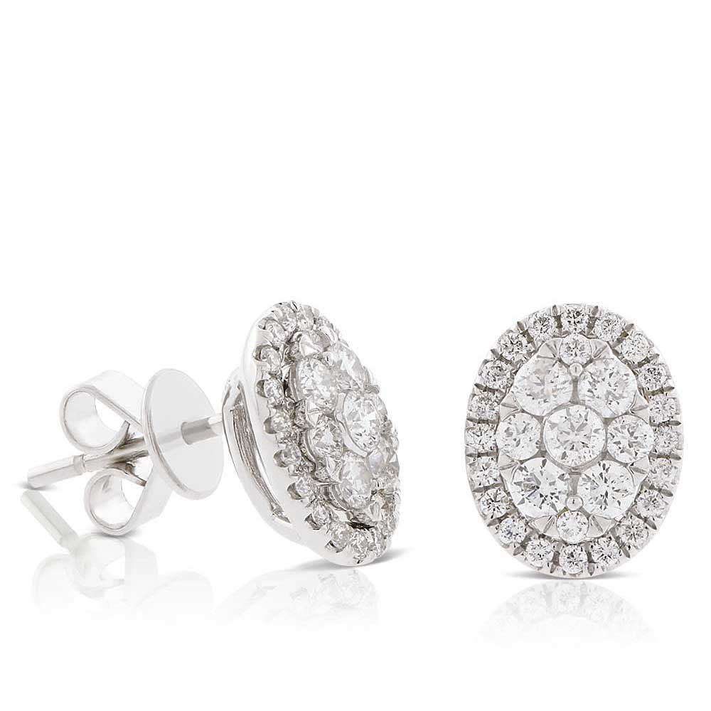 Diamond Cluster Oval Stud Earrings 14K Ben Bridge Jeweler