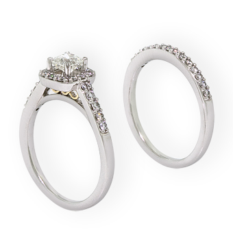 Diamond Halo Bridal Set 14K