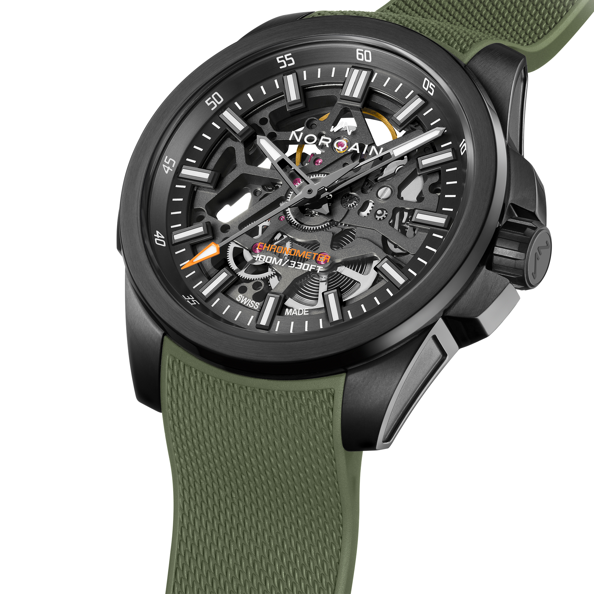 NORQAIN Independence Skeleton Anthracite Dial Watch, 40mm