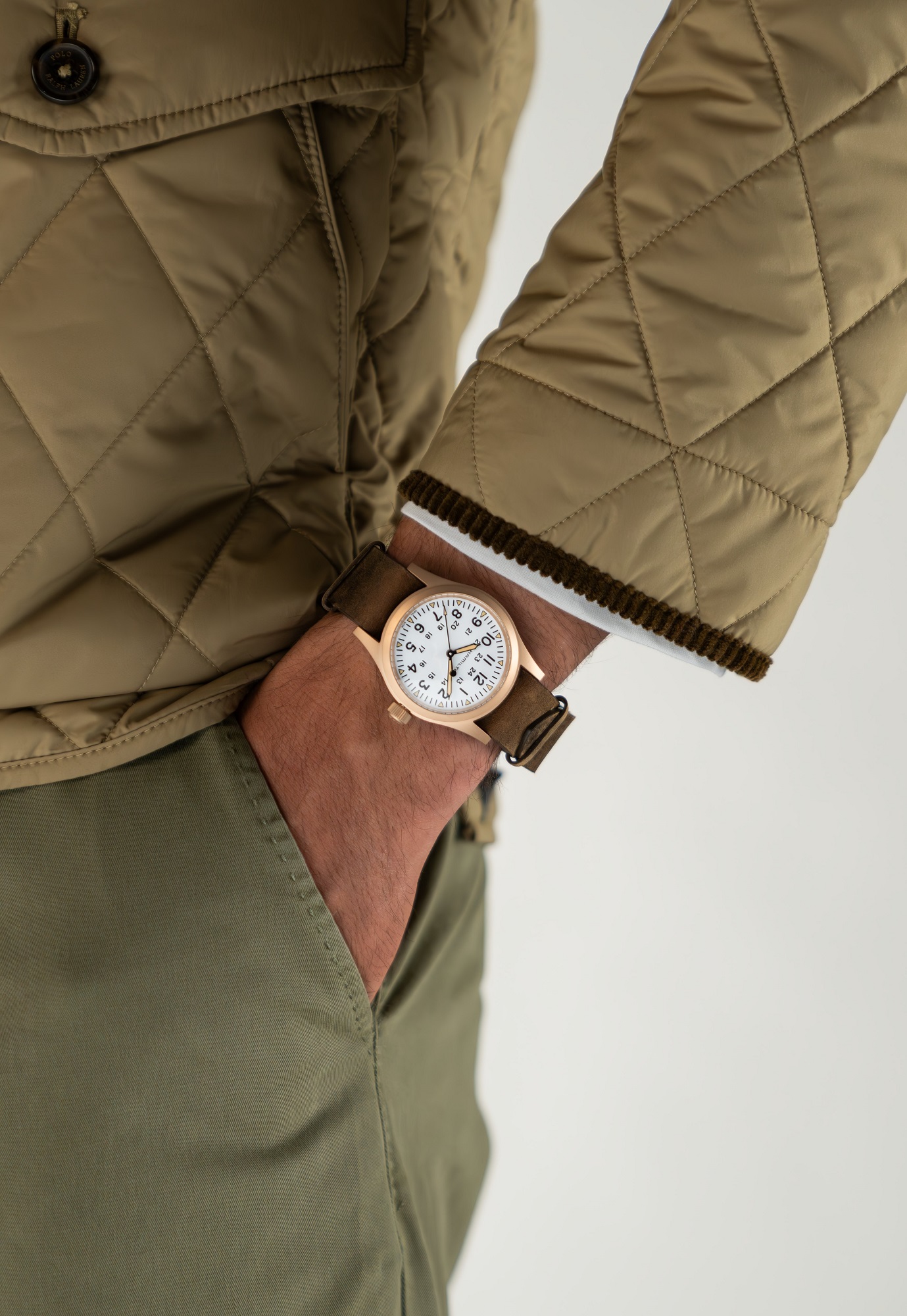 Hamilton Khaki Field Mechanical Bronze Watch White Dial, 38mm