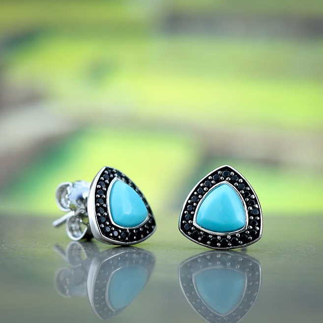 Lisa Bridge Turquoise Birthstone/Gemstone & Black Sapphire Birthstone/Gemstone Ring Sterling Silver, Women's | Ben Bridge Jewelers