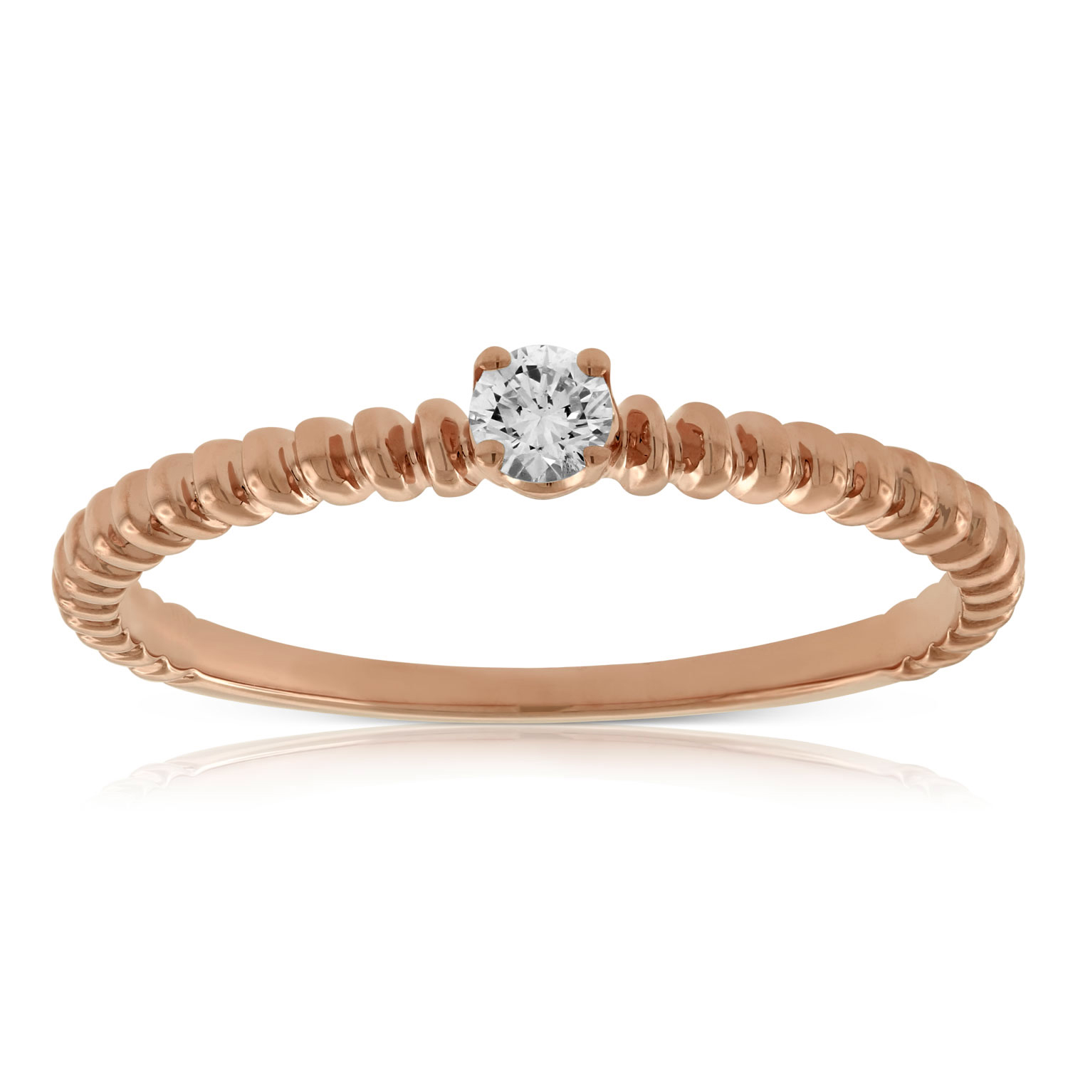 Rose Gold Beaded Diamond Ring 14K Ben Bridge Jeweler