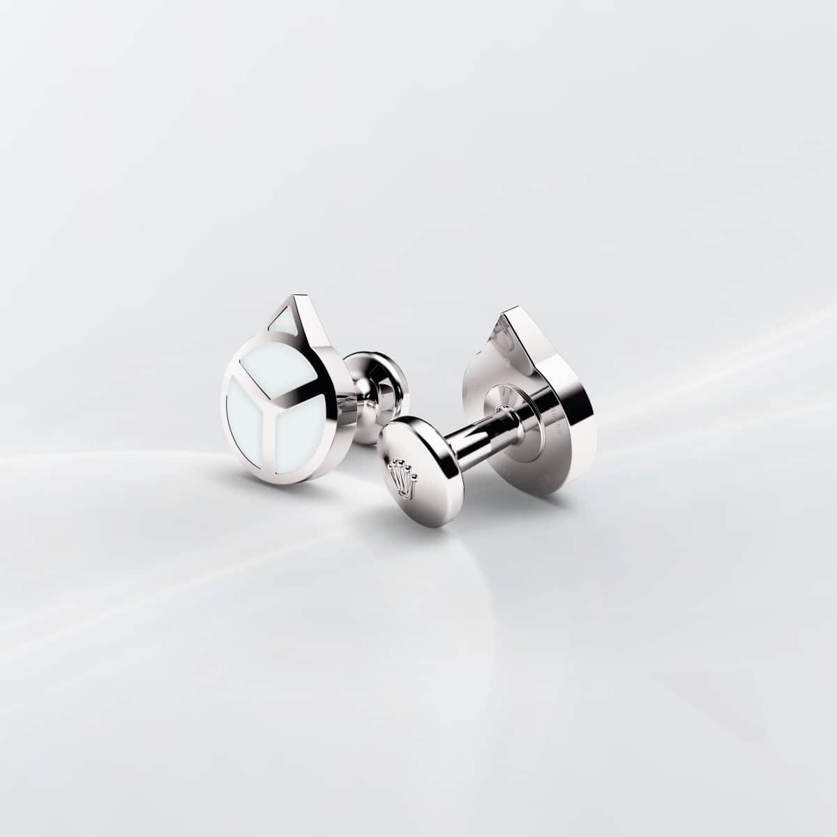 Rolex Hand cufflinks, 18 kt white gold, A1029