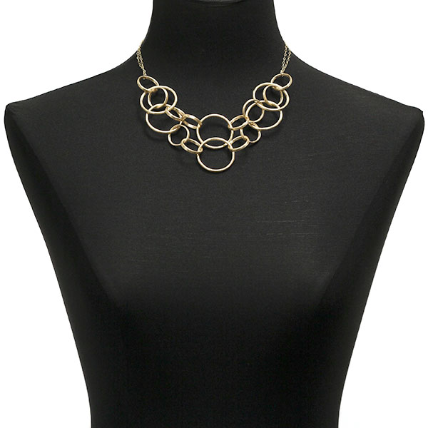 Toscano Interlocking Rings Bib Necklace 14K, 18"