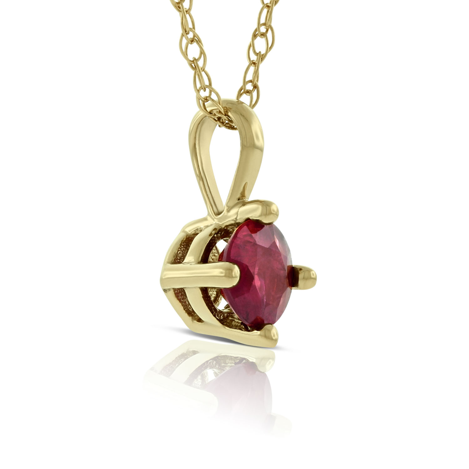 Round Ruby Pendant 14K