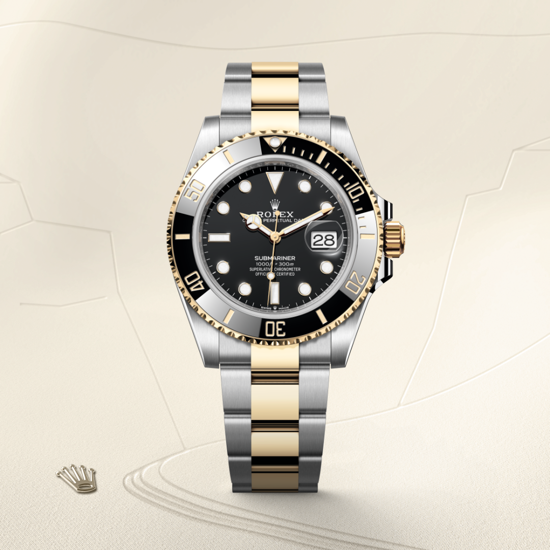 rolex submariner in yellow rolesor - combination of oystersteel and yellow gold, m126613ln-0002 - watch with background color - ben bridge