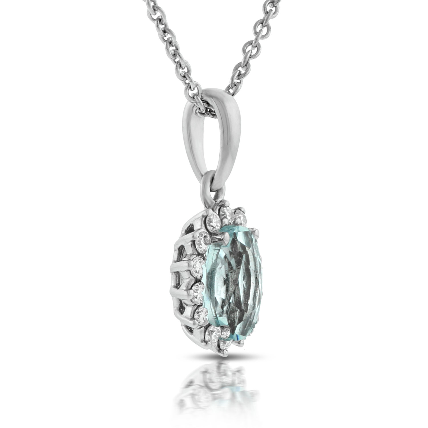 Aquamarine & Diamond Halo Pendant 14K Ben Bridge Jeweler