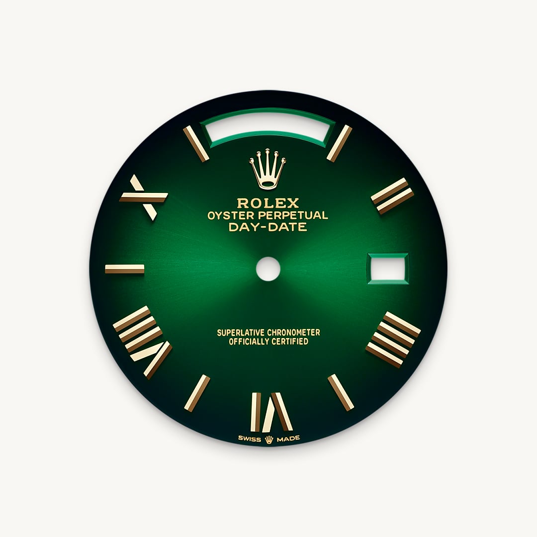 rolex day-date in 18 ct yellow gold, m228238-0069 - green ombr&eacute; dial - ben bridge