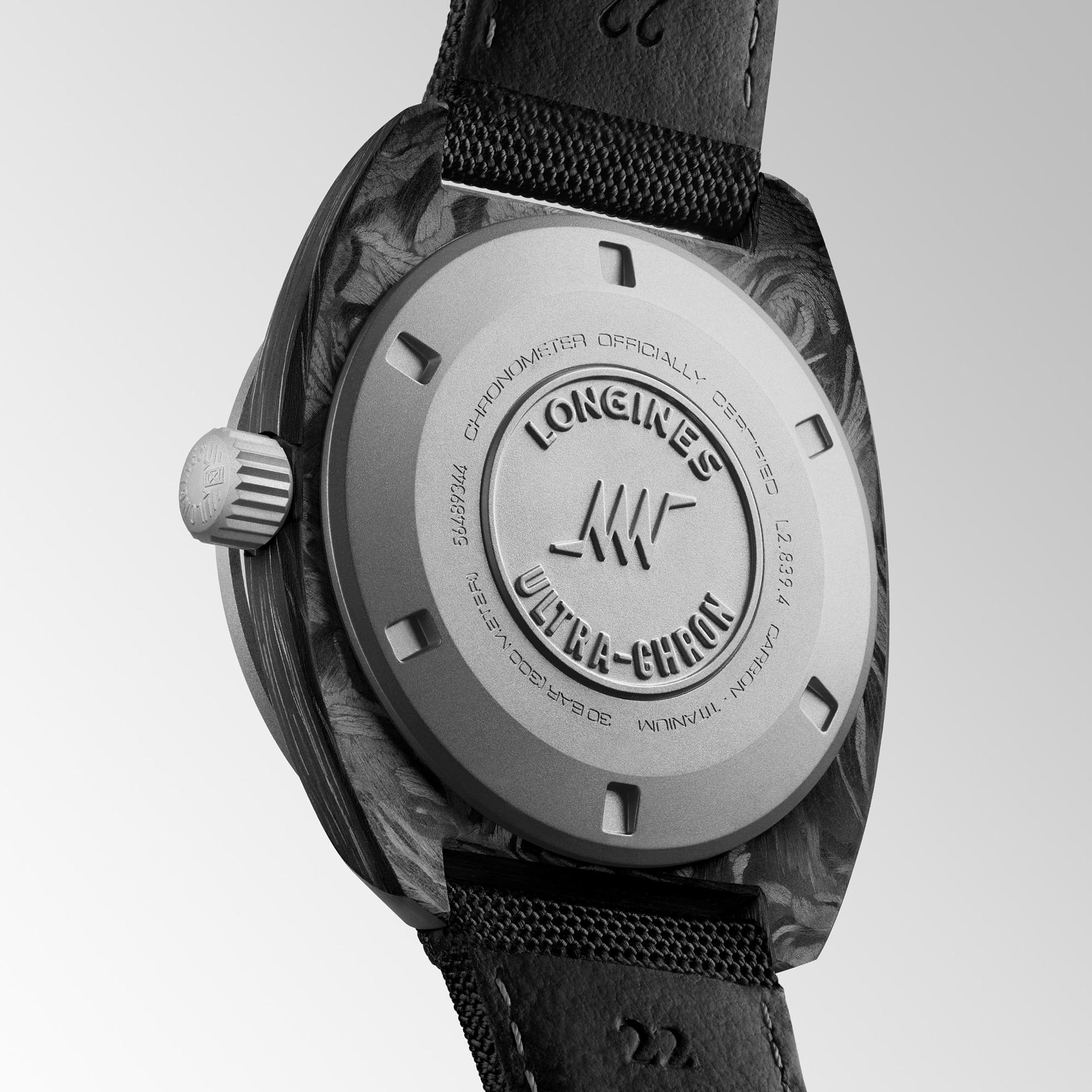 Longines Ultra Chron Carbon Black Dial Watch, 43mm