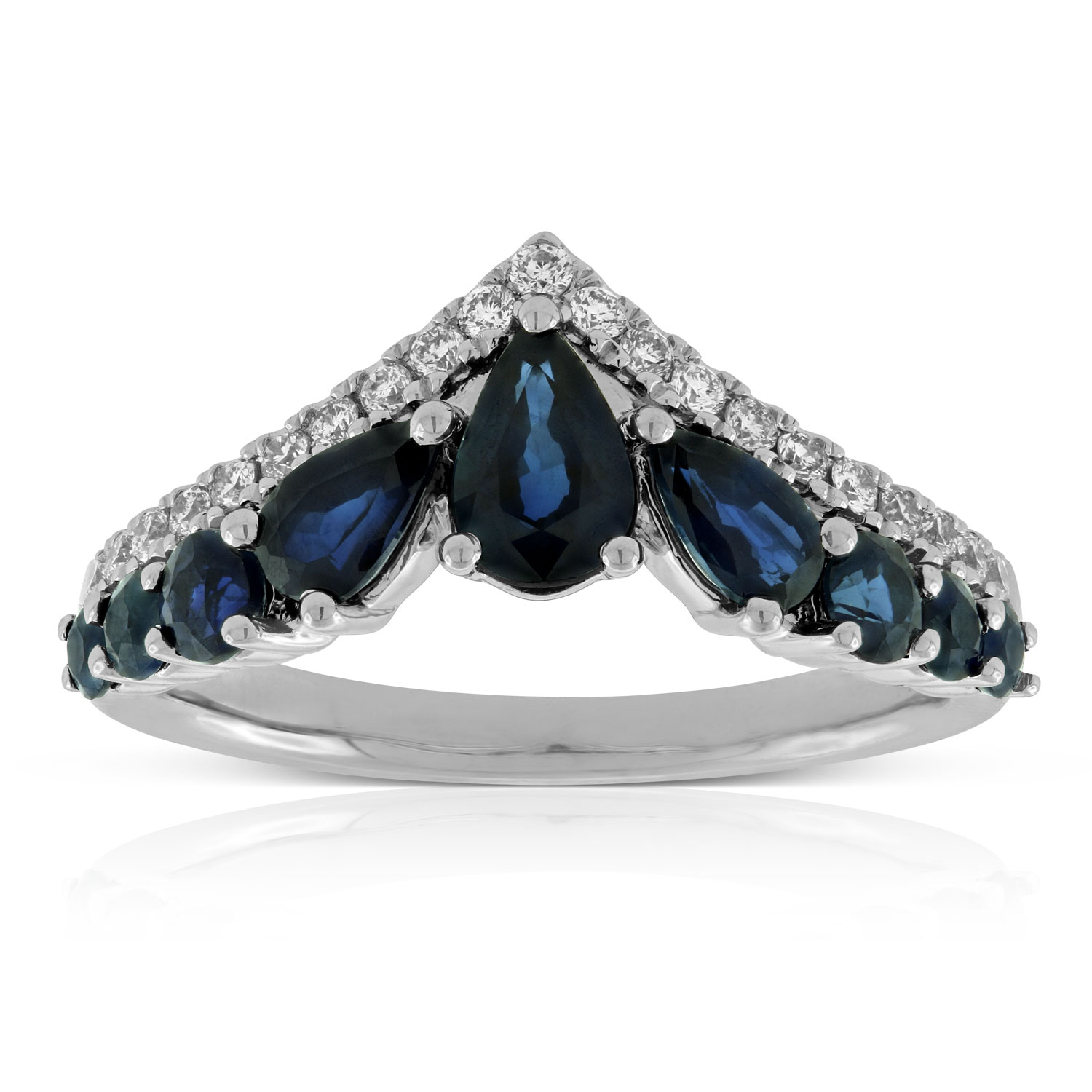 Sapphire & Diamond Chevron Ring 14K Ben Bridge Jeweler