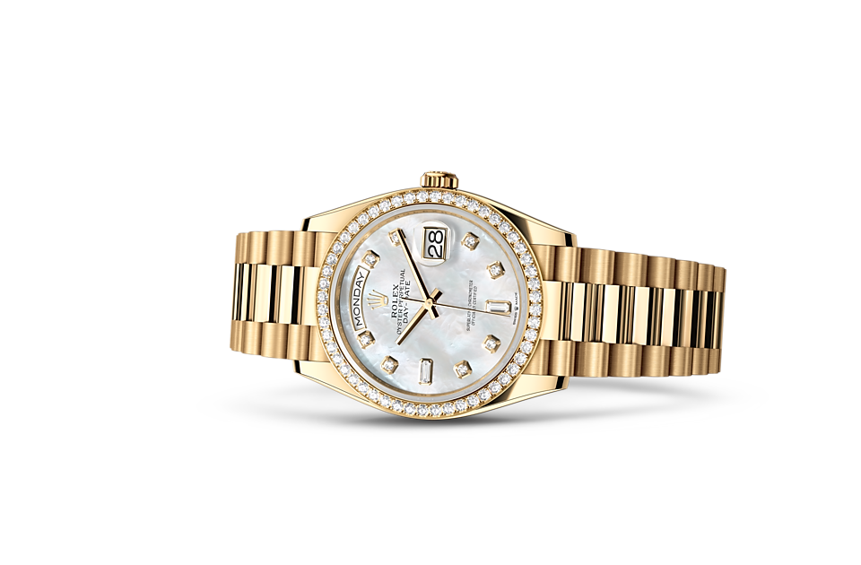 Rolex Day-Date 36 Day-Date Oyster, 36 mm, yellow gold and diamonds - M128348RBR-0017 at Ben Bridge