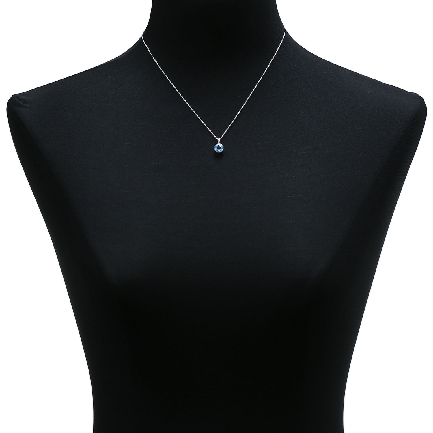 Checkered Blue Topaz Pendant 14K, 8mm