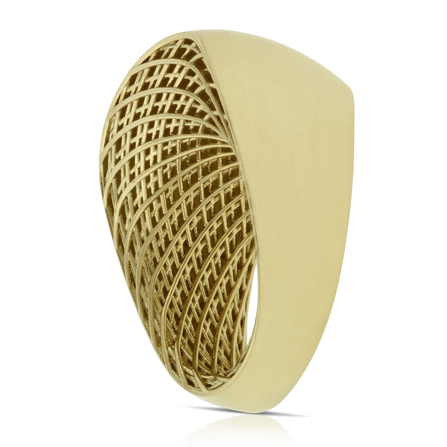 Roberto Coin 18K Yellow Gold Golden Gate Slanted Dome Ring Size 6.5
