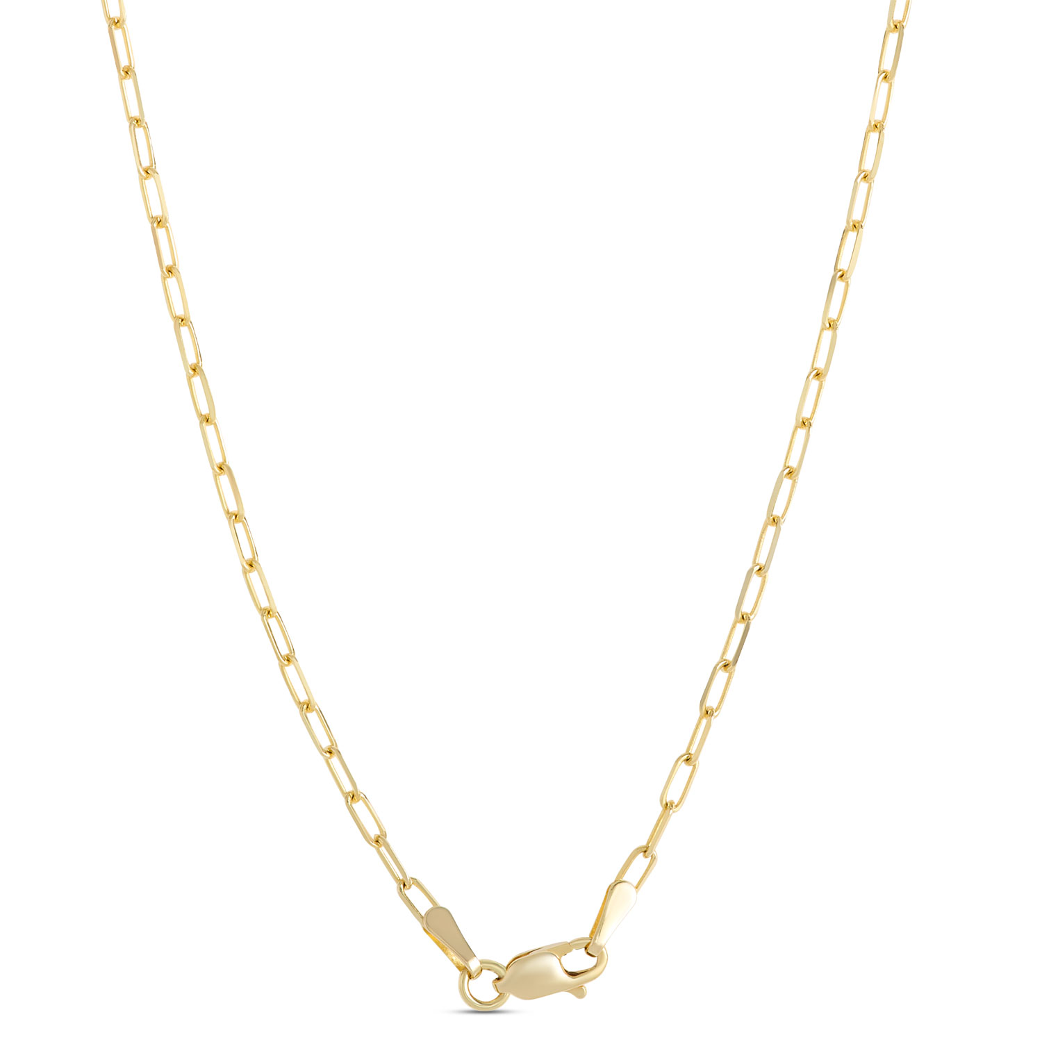 Elegant 18-Inch Diamond Cut Paperclip Link Necklace, 14K Yellow Gold