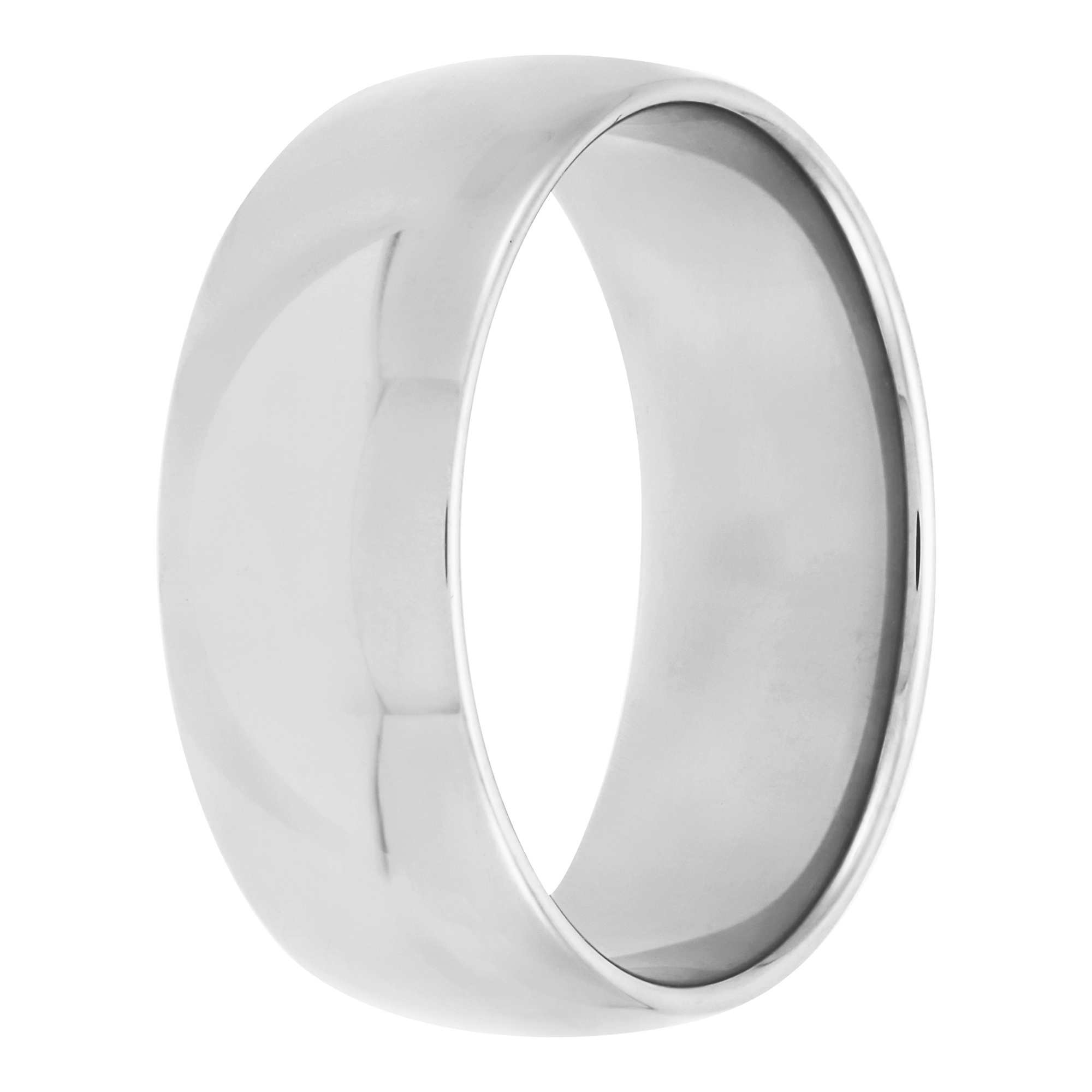 White Gold Polished Rounded Comfort Fit 8mm Band 18K