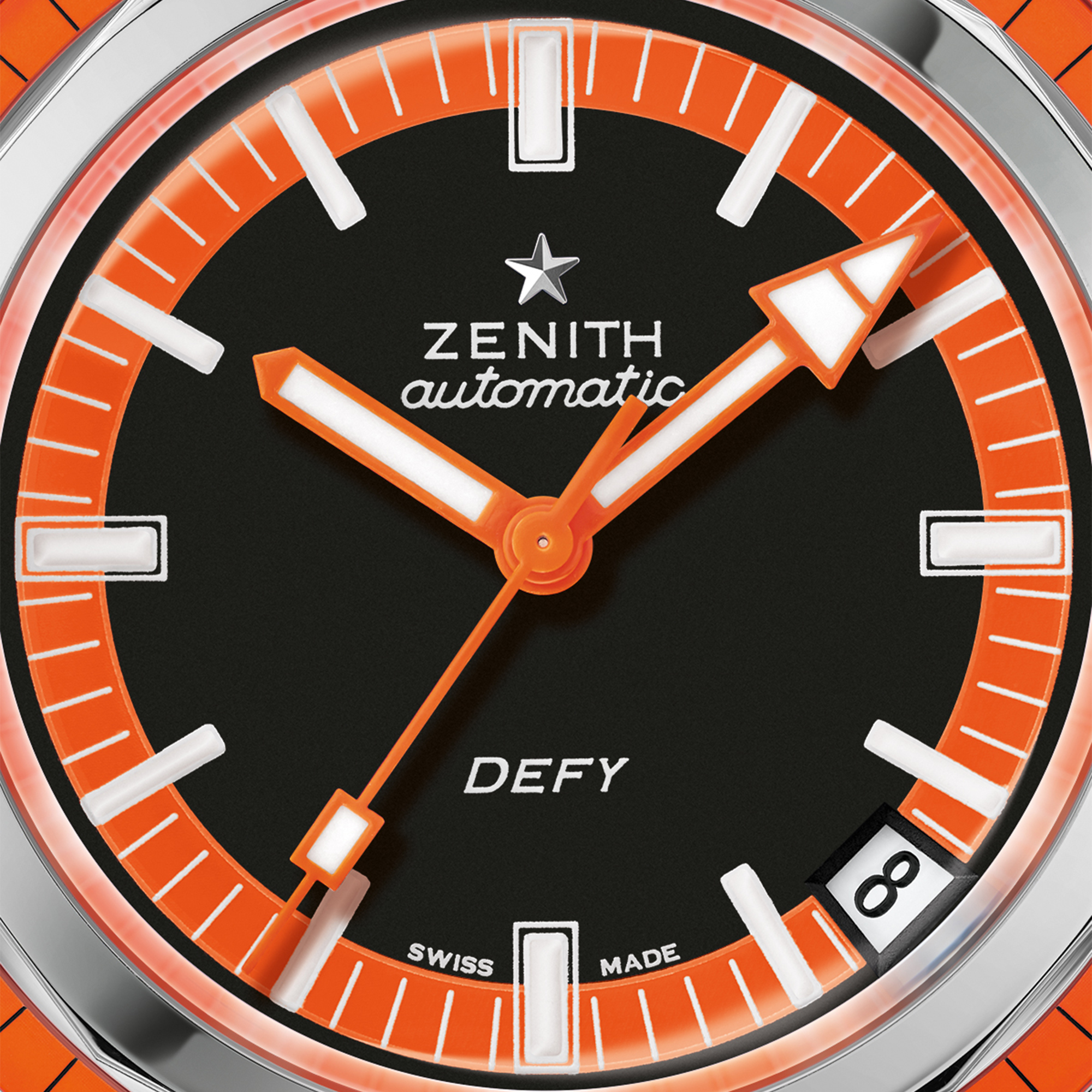Zenith Defy Revival Black and Orange Dial Watch, 37mm