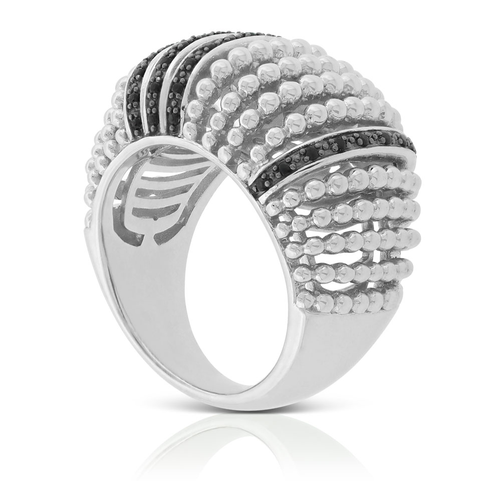 Black Sapphire Anemone Ring