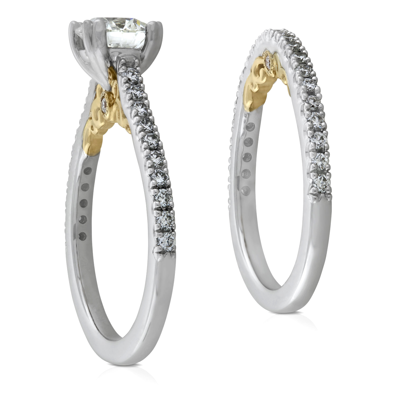 Ben Bridge Signature Diamond Two-Tone Bridal Set 18K