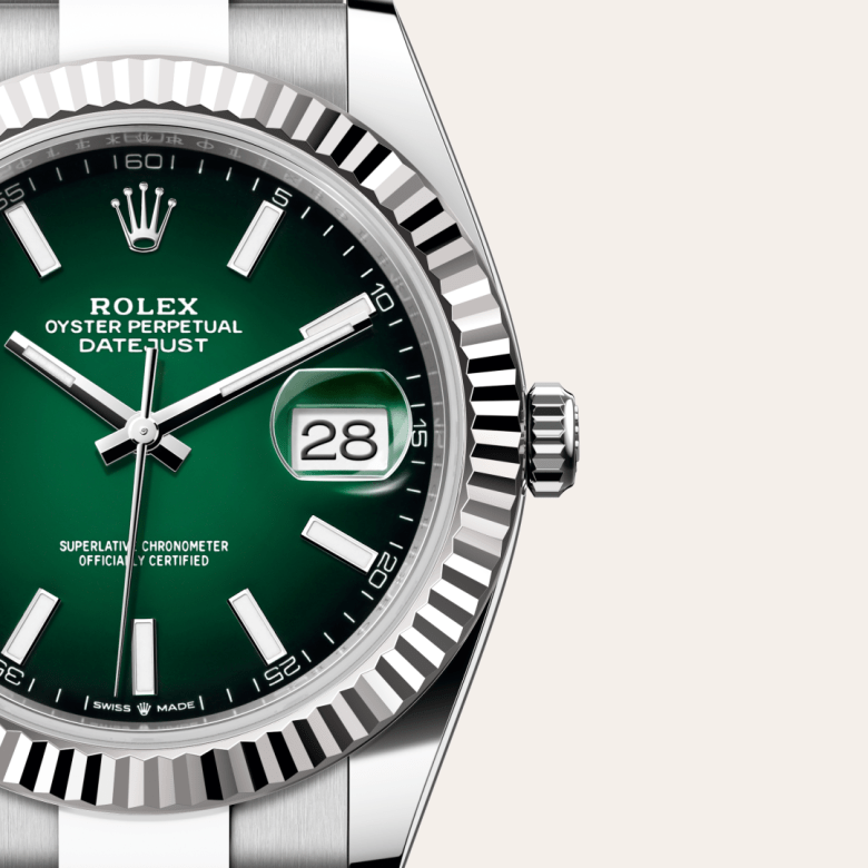 rolex datejust in white rolesor - combination of oystersteel and white gold, m126334-0033 - watch dial - ben bridge