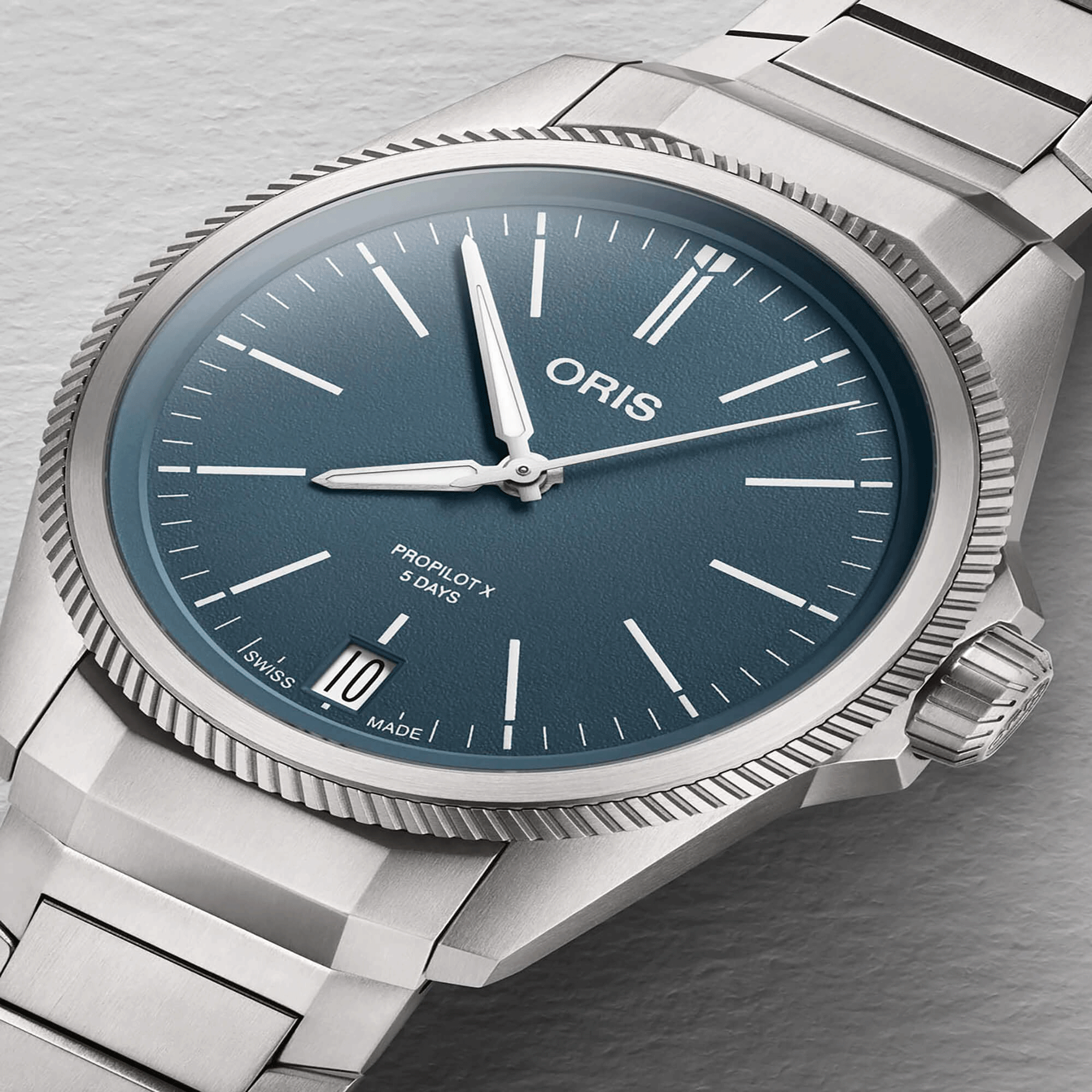 Oris ProPilot X Calibre 400 Watch Titanium Case Blue Dial Titanium Bracelet, 39mm