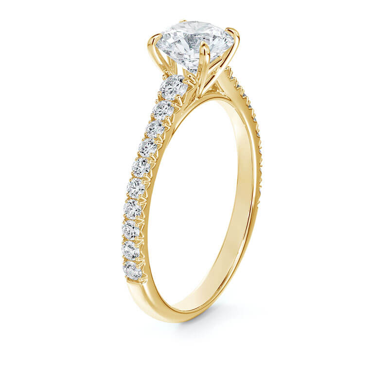 Round Diamond Engagement Ring, 18K Yellow Gold