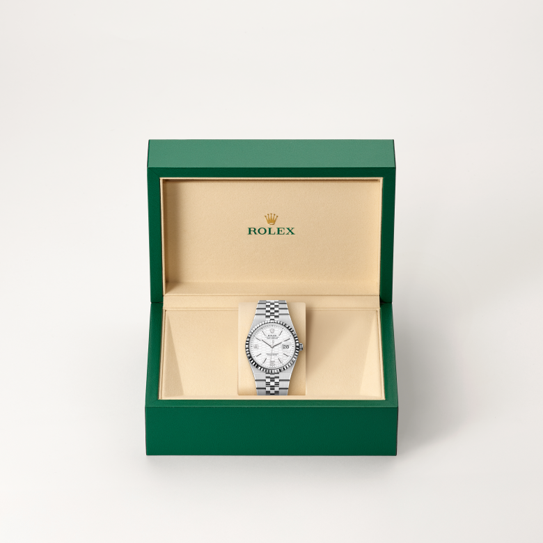 rolex land-dweller in white rolesor - combination of oystersteel and white gold, m127234-0001 - in rolex box - ben bridge