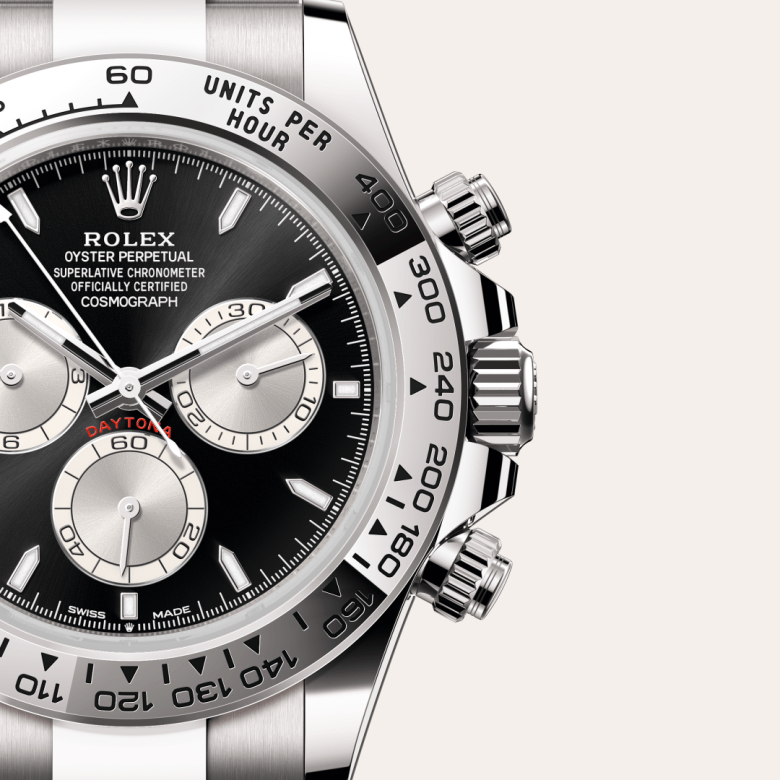 rolex cosmograph daytona in 18 ct white gold, m126509-0001 - watch dial - ben bridge