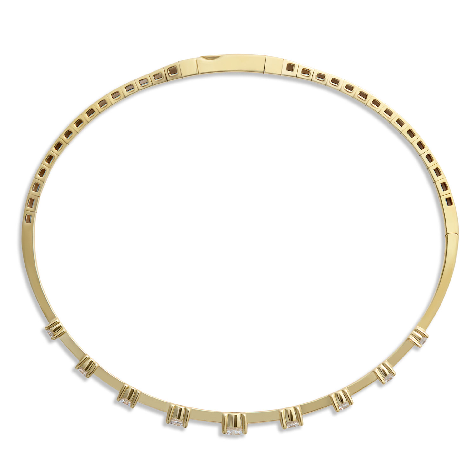 Round Diamond Bangle, 14K Yellow Gold