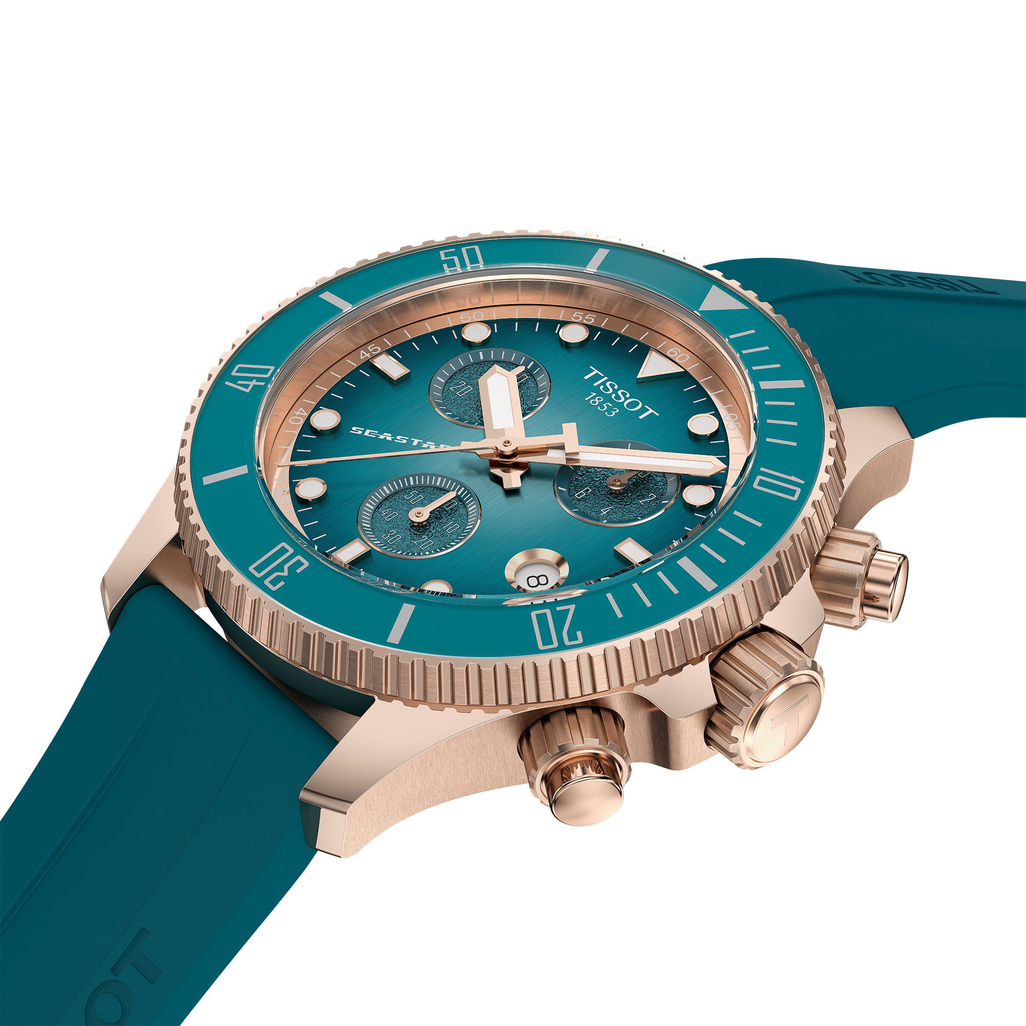 TISSOT Seastar 1000 Quartz Chronograph Turquoise Dial Watch, 38mm
