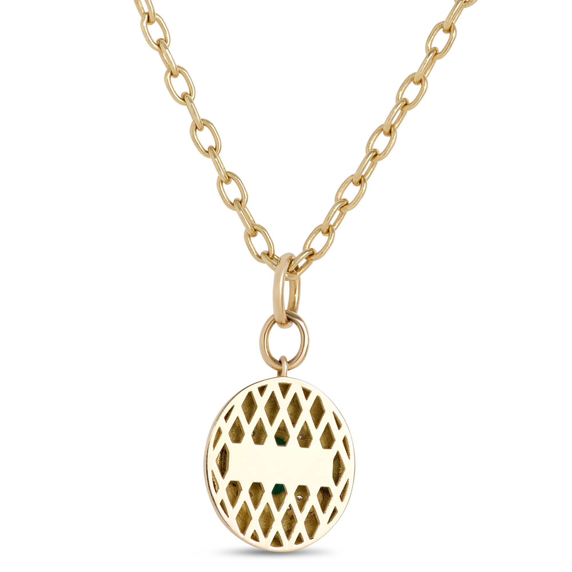 Emerald and Diamond Pendant, 18K Yellow Gold
