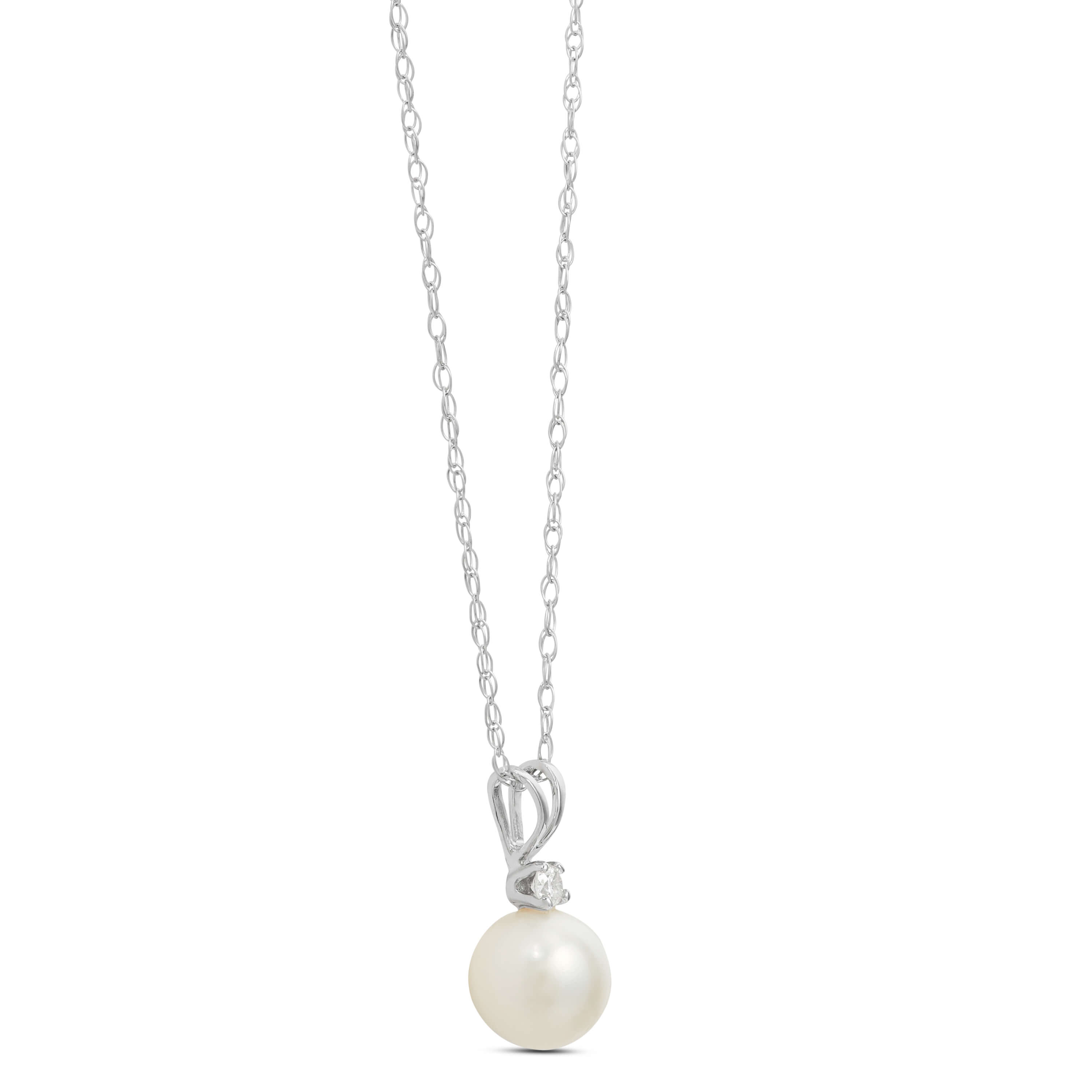 Freshwater Cultured Pearl & Diamond Pendant 14K