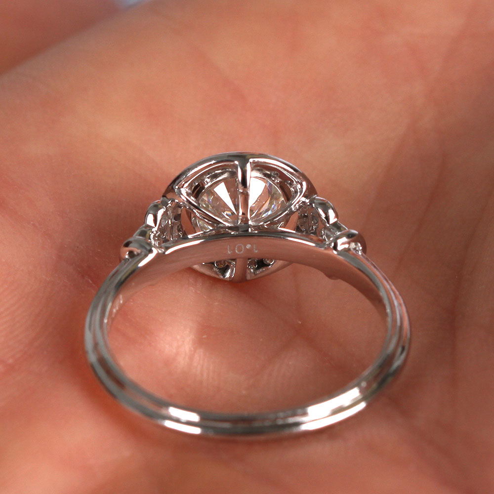 Bezel Halo Diamond Engagement Ring 14K