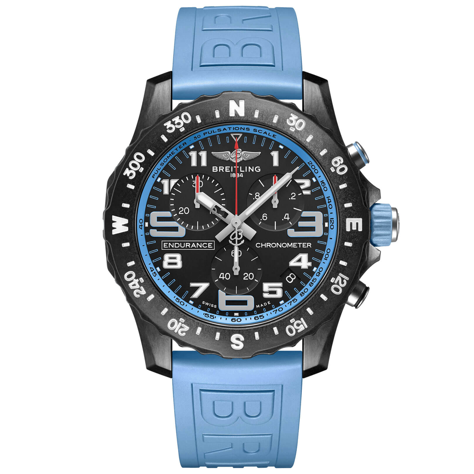 Breitling Endurance Pro Breitlight Light Blue Rubber Watch, 44mm