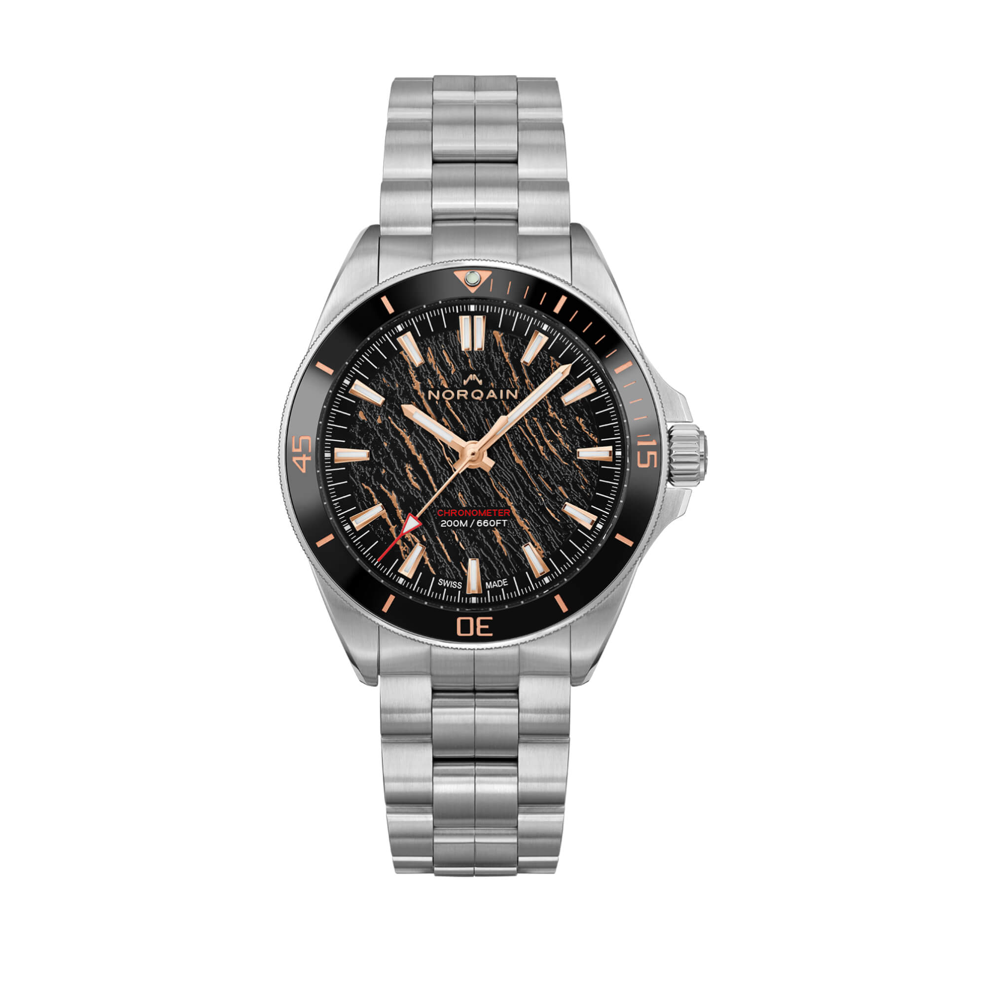 NORQAIN Neverest Glacier Black Dial Watch, 40mm